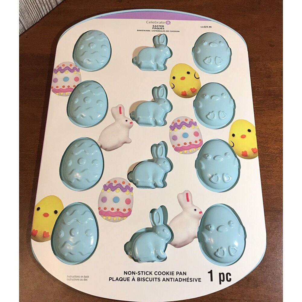 NEW! Celebrate It Easter Spring NonStick Cookie Baking Pan Sheet Mold Soap Bunny